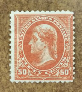 US Sc# 260  50c ORANGE JEFFERSON OG hinged