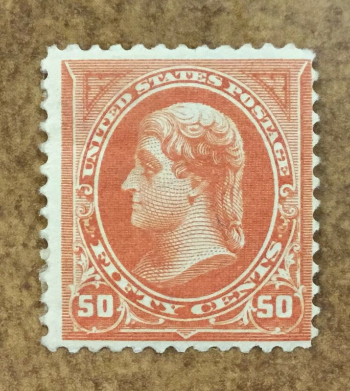 US Sc# 260  50c ORANGE JEFFERSON OG hinged
