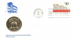 1974 FDC - American Revolution Bicentennial - Medallion Cachet - F25442