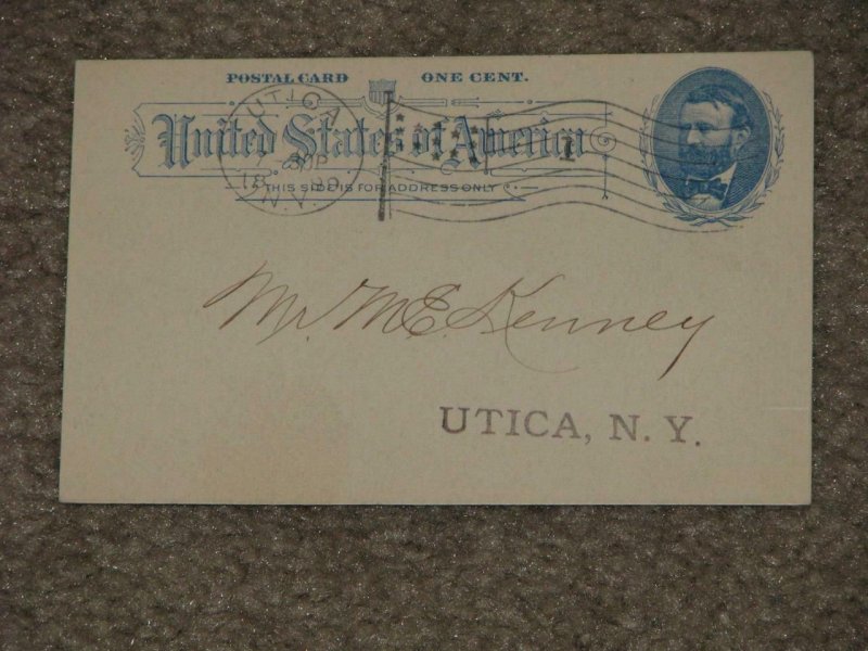 SCOTT # UX11, OFFICE OF 1ST NAT. BANK OF UTICA, 1899