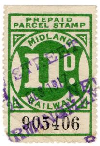 (I.B) Midland Railway : Prepaid Newspaper Parcel 11d (Birmingham New Street)