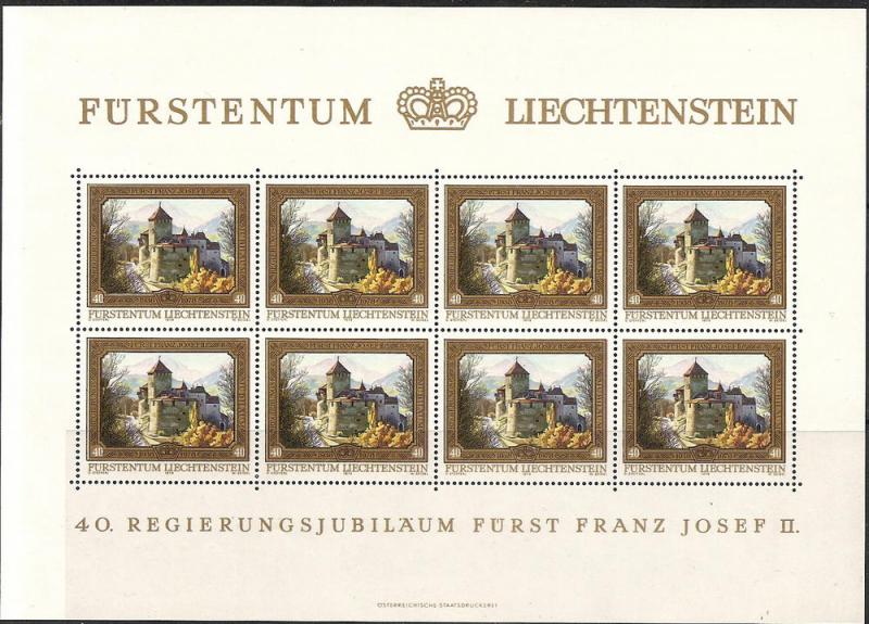 LIECHTENSTEIN  650 MNH 1978 FRANZ JOSEPH, REIGN-M/S of 8