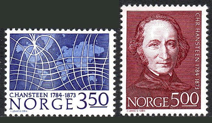 Norway 839-840, MNH. C.Hansteen, astronomer; Magnetic meridians, 1984