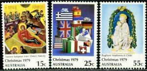 AUSTRALIA Sc#719-721 1979 Christmas Complete Set OG Mint LH