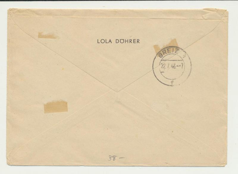 POLAND GERMAN OCC 1943 REG COVER, TERESPOL TO THUR, 2 & 4z RATED(SEE BELOW)