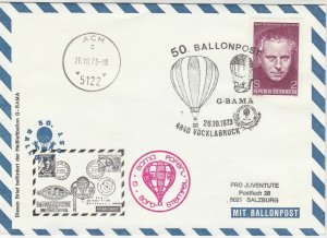 Austria 1973  Balloon Slogans Balloon Post Max Reinhardt Stamps Cover Ref 28707