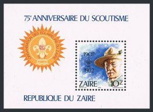 Zaire 1090,MNH.Michel 791 Bl.44. Scouting Year 1982.Lord Baden-Powell.