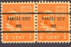 US Scott 803 Pair Used Precancel Kansas City, MO