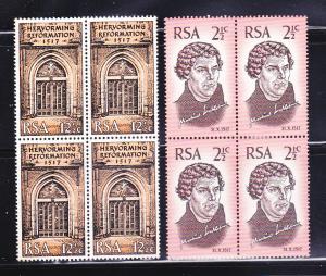 South Africa 343-344 Blocks Of 4 Set MNH Martin Luther