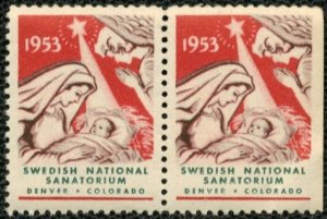 1953 SWEDISH NATIONAL SANATORIUM SEALS, MINT NEVER HINGED PAIR - CHRIST185
