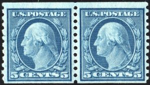 SC#496 5¢ Washington Coil Pair (1919) MLH