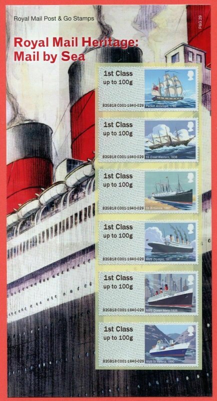 2018  - MAIL BY SEA  POST & GO PRESENTATION PACK - P&G 29 - UNMOUNTED MINT