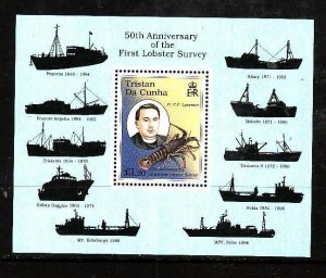 Tristan Da Cunha-Sc#617- id12-unused NH sheet-Ships-1998-Lobster survey-