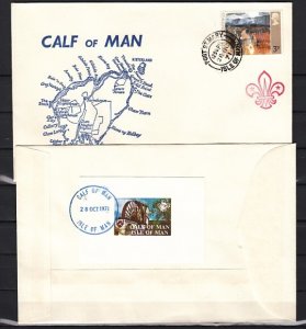 Calf of Man, Rosen cat. CA244. Wheel with Scout Logo s/sheet. First day cover.^