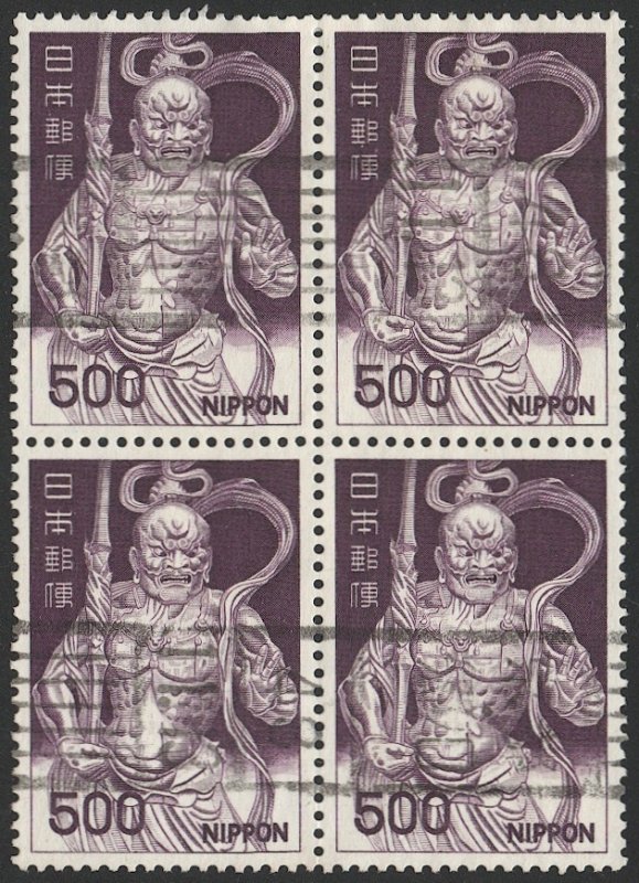 JAPAN 1969 Sc 891A  Used  Block VF, 500y Deva King statue, Roller cancel