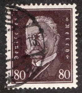 1928 Germany Sc #383 - 80pf Deutsches Reich - President Hindenburg  Used Cv$7.25