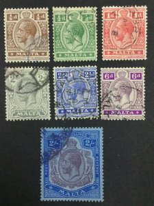 MOMEN: MALTA SG #97-103 1921-22 USED £440 LOT #62408