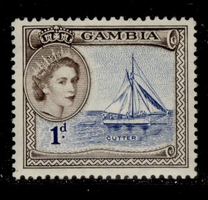 GAMBIA QEII SG172, 1d deep ultramarine & deep brown, NH MINT.