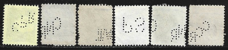 Canada Perfins (6)   used