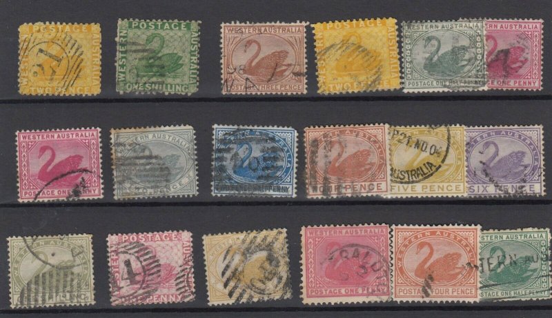 Western Australia Unchecked Swan Collection Of 18 Fine Used JK6313