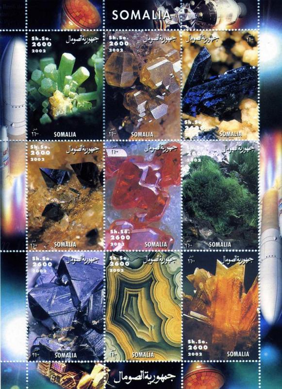 Somalia 2002 Minerals Sheet (9) Perforated mnh.vf