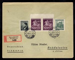 1943 Horaschdowitz Bohemia Moravia MultiFrank Cover Czechoslovakia w money order