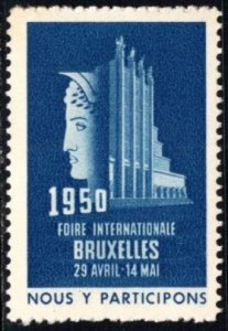1950 Belgium Poster Stamp Brussels International Fair We Participate