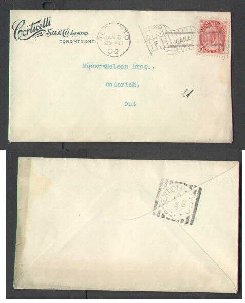 Canada-cover  #1442 - 2c Numeral-York Cty-Toronto F Flag-Jan 8 1902- Coticelli