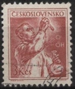 Czechoslovakia 657 (used) 3k chemist, carmine (1954)