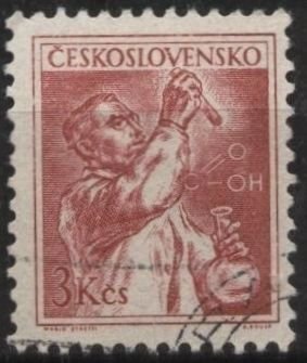 Czechoslovakia 657 (used) 3k chemist, carmine (1954)