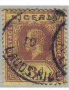 NIGERIA, 1914 used 3d. purple on yellow, King George V