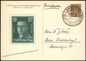 Germany 1927 33rd Philatelistentag Private Ganzsachen Postal Card Cover Us 68471