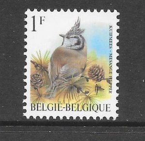 BIRDS -BELGIUM #1696 CRESTED TITMNH