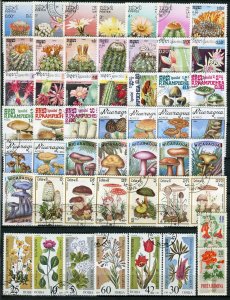 Flora - Cacti - Mushrooms - Flowers - 50 different used stamps