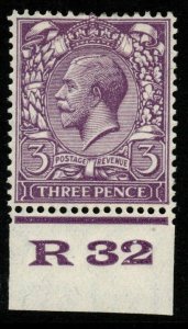 GB SG423 N38(2) 1924 3d PALE VIOLET CONTROL R32 MTD MINT