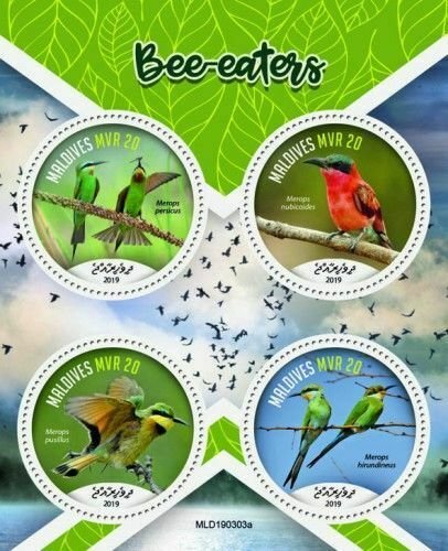 Z08 IMPERF MLD190303a MALDIVES 2019 Bee-eaters MNH ** Postfrisch