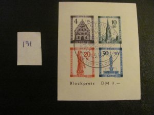 GERMANY  1949 USED BADEN  FRENCH ALLIED OCCUPATION  BLOCK 1A XF 280 (191)