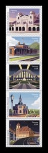 US Railroad Stations Strip of 5 stamps MNH Ships 9 Mar 2023