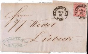 Germany North German Confederation 1gr Numeral 1870 Hamburg P. E. 2. Folded L...