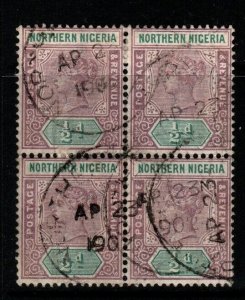 NORTHERN NIGERIA SG1 1900 ½d DULL MAUVE & GREEN BLOCK OF 4 FINE USED