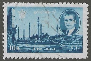 Persia, stamp, Scott#1381,  used, hinged,  10R,  Postes Persanes, Shah