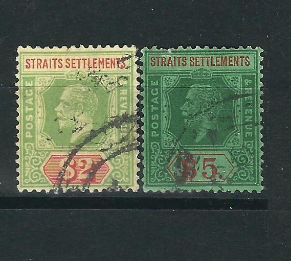 Straits Settlements 200-01 SG 208-09 High Values Used F/VF 1921 SCV $54.25