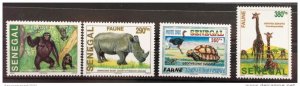 Senegal 2002 Wildlife Gorilla Rhinoceros Ostrich Turtle Giraffe 4 val. RARE MNH-