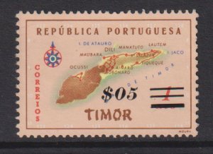 Timor  #291  used  1960  map of Timor  5c on 1a