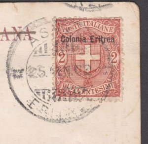 ITALY ERITREA 1902 postcard ex Asmara - 2c overprint........................B555