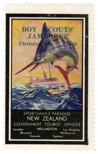 (I.B) New Zealand Cinderella : Boy Scouts Jamboree Overprint (1939) 