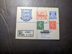 1945 Registered England British Channel Islands Cover Jersey CI Local Use