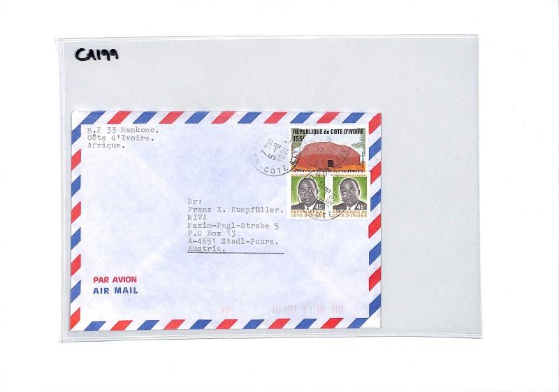 CA199 1991 Ivory Coast *Nankono* Airmail Cover Austria MISSIONARY VEHICLES MIVA