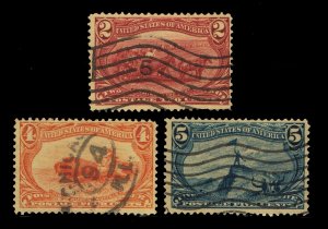 EXCELLENT GENUINE SCOTT 286 287 288 USED SET OF 3 TRANS-MISSISSIPPI EXPO STAMPS