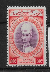 MALAYA KELANTAN SG49 1937 30c VIOLET & SCARLET MTD MINT